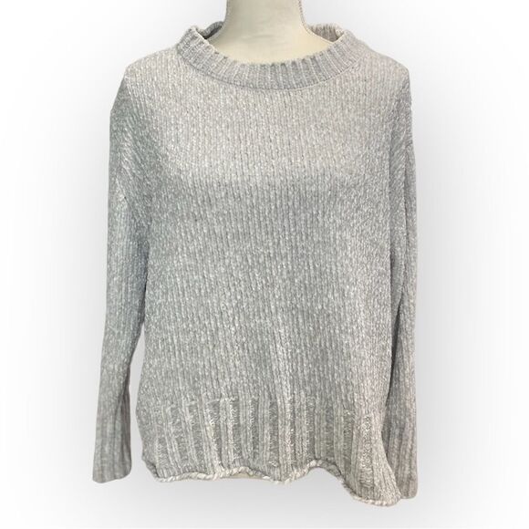 💛 Cynthia Rowley Chenille Knit Light Gray Sweater - Picture 1 of 4